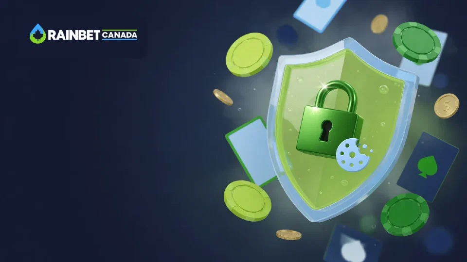 Shield with a keyhole beside a browser window and a small cookie