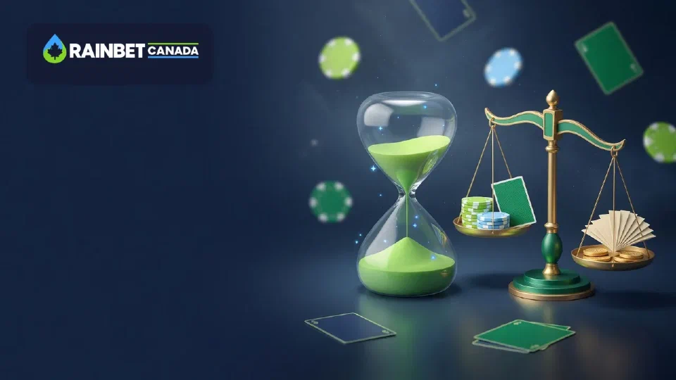 Calm scene with a clock, a notepad budget and a few casino chips